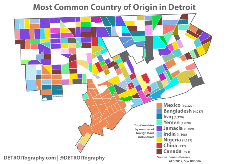 Map: Most Common Country of Origin in&nbsp;Detroit